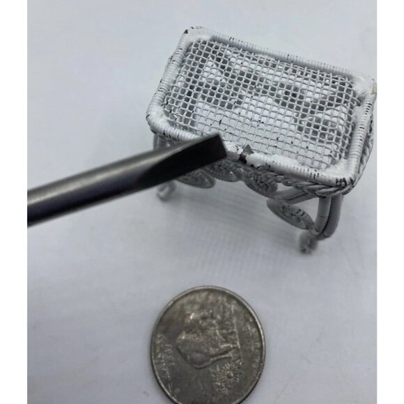 Vintage White Wire Wicker Table For Miniature Dollhouse Porch Miniature READ - Picture 9 of 11